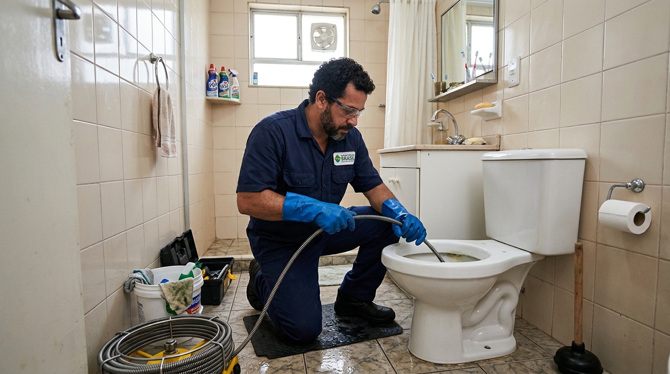 Desentupimento de vaso com equipamento em Joinville-SC