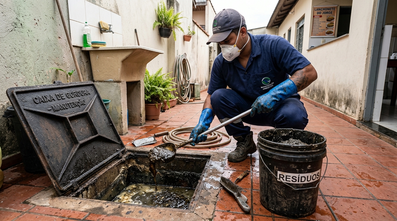Remoção de lodo de caixa de gordura em Joinville-SC